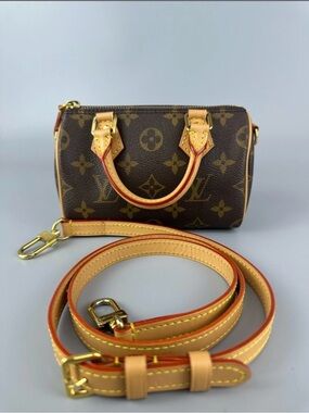 Louis Vuitton Speedy Nano Coated canvas cowhide handbags shoulder bag mini